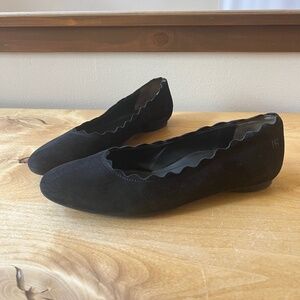 PAUL GREEN MUNCHEN BALLET FLATS 9 SUEDE SLIP ON SCALLOPED MINIMALIST CLASSIC